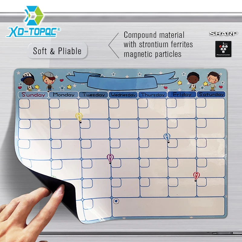 Cute A3 Magnetic Calendar Daily Schedule Whiteboard Monthly Planner Dry Wipe 30*40cm Flexible Kids Message White Board For Notes