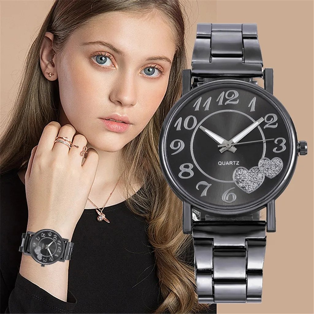 Buen valor Reloj de pulsera de lujo para mujer, de cuarzo, plateado, con esfera de corazón, femenino GR6Je3B3Wjd