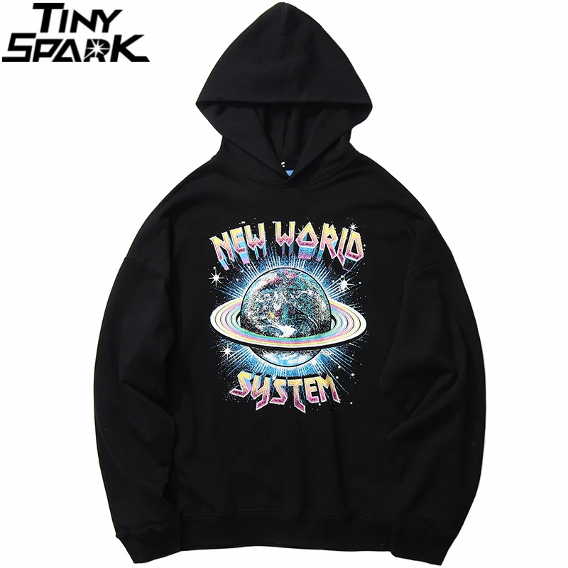 Streetwear Hoodies Sweatshirt Harajuku Pullover Black Print Loose Cotton Hip-Hop Autumn