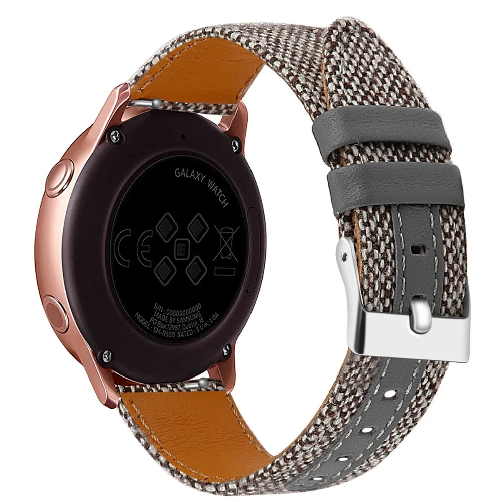20 мм 22 мм холщовый ремешок для Galaxy Watch Active 2 нейлоновый кожаный быстросъемный браслет для Galaxy Watch 42 мм