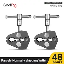 Braçadeira super smallrig com 1/4 e 3/8 thread (pacote de 2 pces) para hastes de 15mm-44mm/câmeras/luzes/guarda-chuvas/ganchos/prateleiras-2058