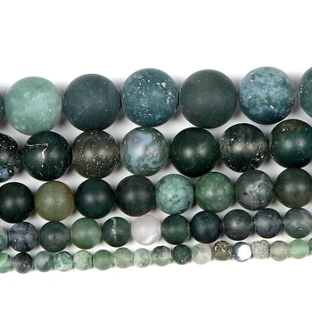 

Natural Stone Frosted Water Grass Stone Charm Round Loose Beads For Jewelry Making Needlework Bracelet Diy Strand 4-12 MM