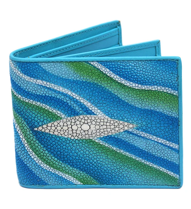 Аутентичный натуральный морской скат, короткий Стильный женский шикарный фиолетовый кошелек, держатели для карт, натуральная кожа, женский маленький кошелек в три сложения