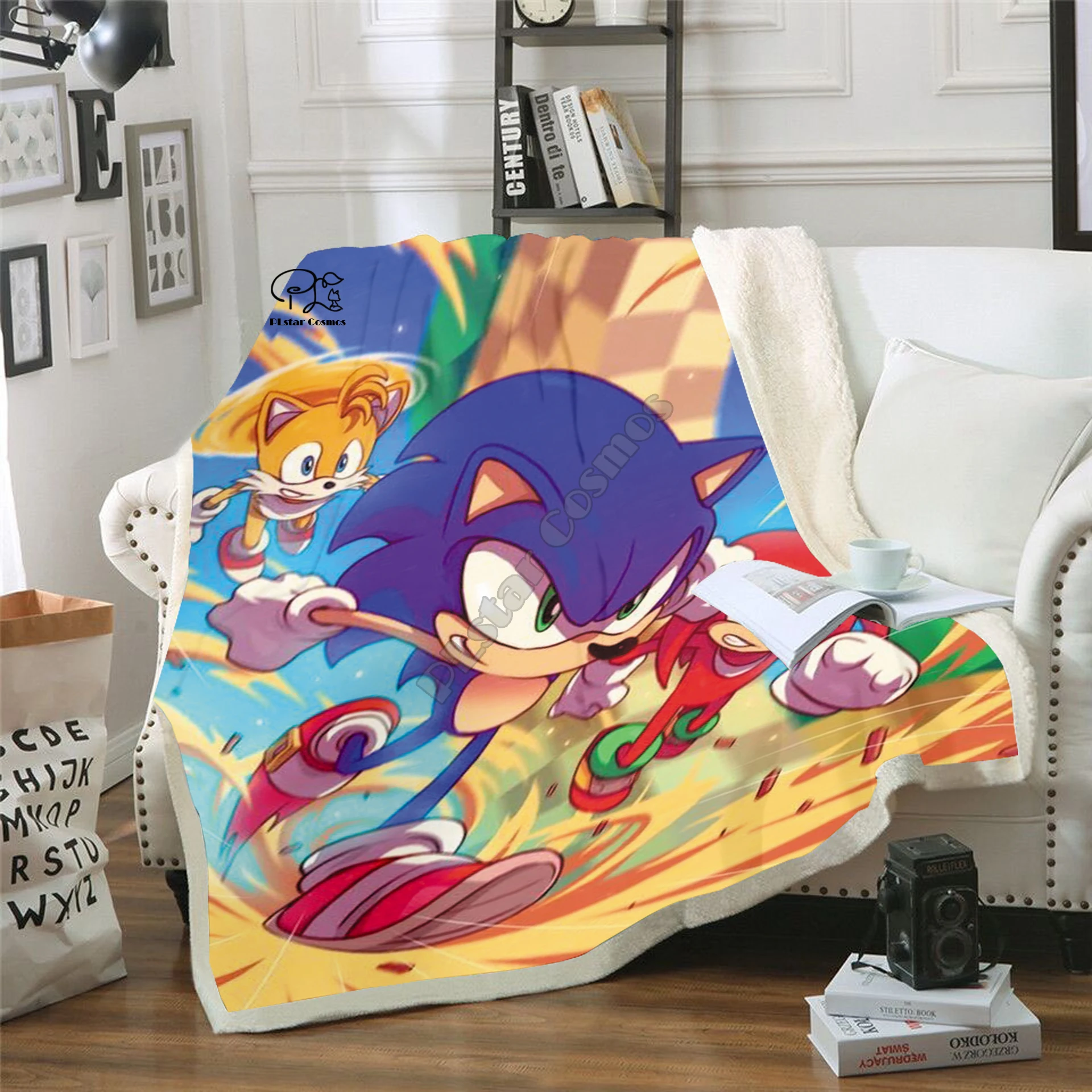 

Plstar Cosmos Cartoon Anime Super Sonic Blanket 3D print Sherpa Blanket on Bed Home Textiles Dreamlike style-6