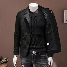 Мужской пуховик, брендовая, модная, тонкая, теплая верхняя одежда, зима, длинный рукав, белый утиный пух, Короткие пальто, деловой костюм, куртка