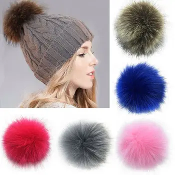 

10 12cm False Hairball Hat Ball Pom Pom DIY Ball Wholesale Cap Accessories Multicolor Faux Fox Fur PomPom With Buckle