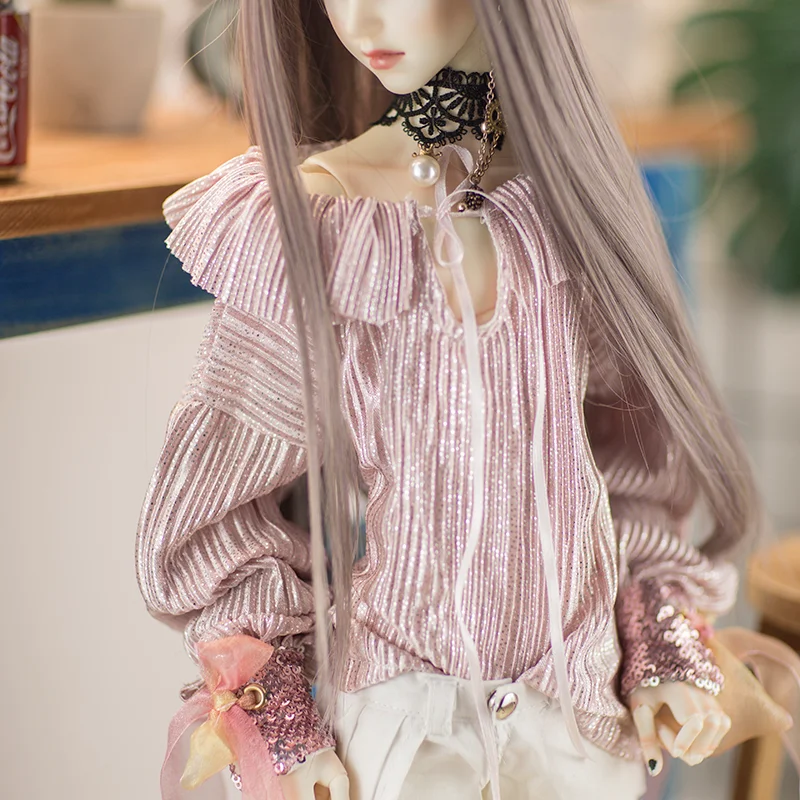 1 шт. Одежда для куклы Bjd блестящая рубашка с оборками Топ На Шнуровке Для 1/3 1/4 msd17