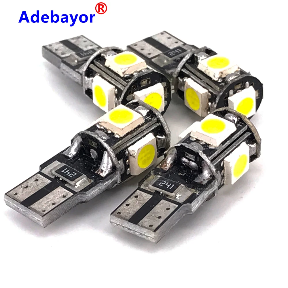 1 шт. автомобильная светодиодная лампа W5W 194 168 501 t10 canbus 5smd 5050 led 5 smd 3 чипа w5w с