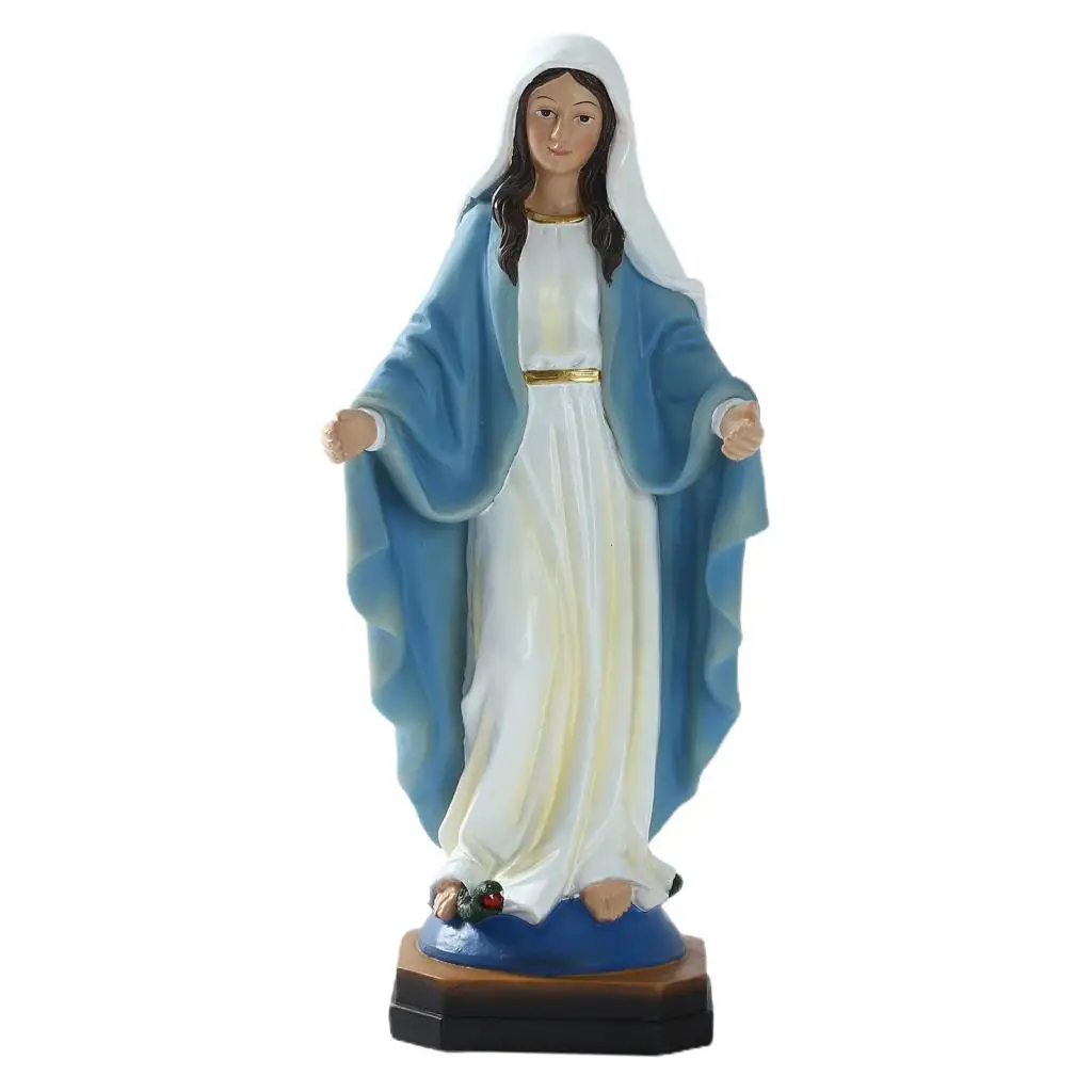 Catholic Virgin Mary Statue Figure Handmade Figurine Religious Gift Xmas Desktop Home Decorative Ornaments