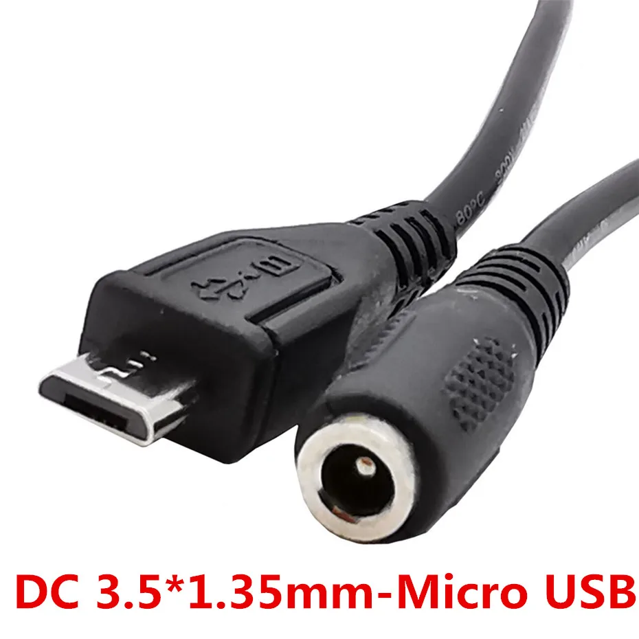 5.5*2.1mm / 3.5*1.35mm DC Power Charger Adapter Converter Connector Female to Micro USB 5pin Male for Laptop/Tablet 0.2M
