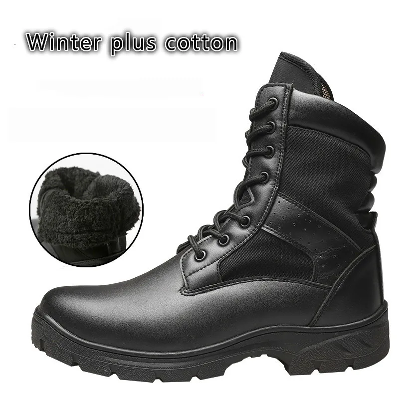 Winter plus cotton 2 Мужская Рабочая обувь со стальным носком; зимняя бархатная хлопковая обувь из натуральной кожи; мужские осенние водонепроницаемые рабочие ботинки - Цвет: Winter plus cotton 2