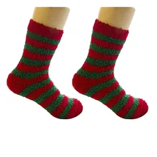 Женские зимние теплые полосатые носки с принтом Санта Клауса и оленя короткие рождественские кашемировые носки кораллового цвета милые бархатные носки кораллового цвета для женщин