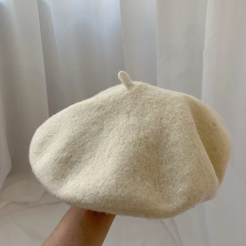 Luna&Dolphin Women 90%Wool Mushroom Rimi Blue Berets Autumn Winter Deep Eaves Knitting Artist Cap Painter Beanie Hat Sweet Color Luna&Dolphin Women 90%Wool Mushroom Rimi Blue Berets Autumn Winter Deep Eaves Knitting Artist Cap Painter Beanie Hat Sweet Color
