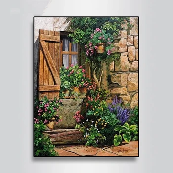 

5D Diy Diamond Painting Retro Village Landscape Scenery Diamond Embroidery Round Drill Rhinestones European Home Decor BY1175