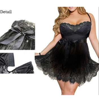 

Nightgown Big Size Dress Women Sexy Charming Lace Sleepwear Underwear Sexy Ladies Lingerie Pyjamas Women