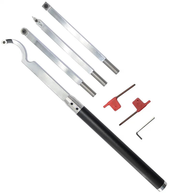

Tipped Wood Turning Tools Set Lathe Rougher Finisher Detailer Swan Neck Hollowing Tools and Interchangeable Aluminum Alloy Grip