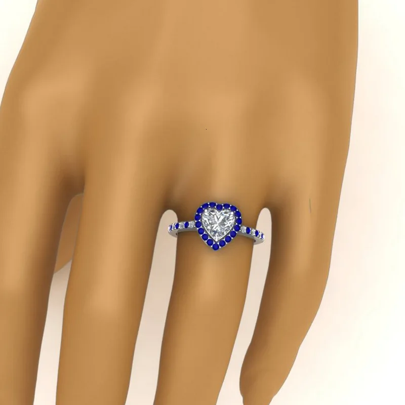 JoiasHome 925 Серебряные кольца модные ювелирные изделия с цирконием в форме сердца драгоценные камни женское кольцо свадебный подарок Размер 6-10