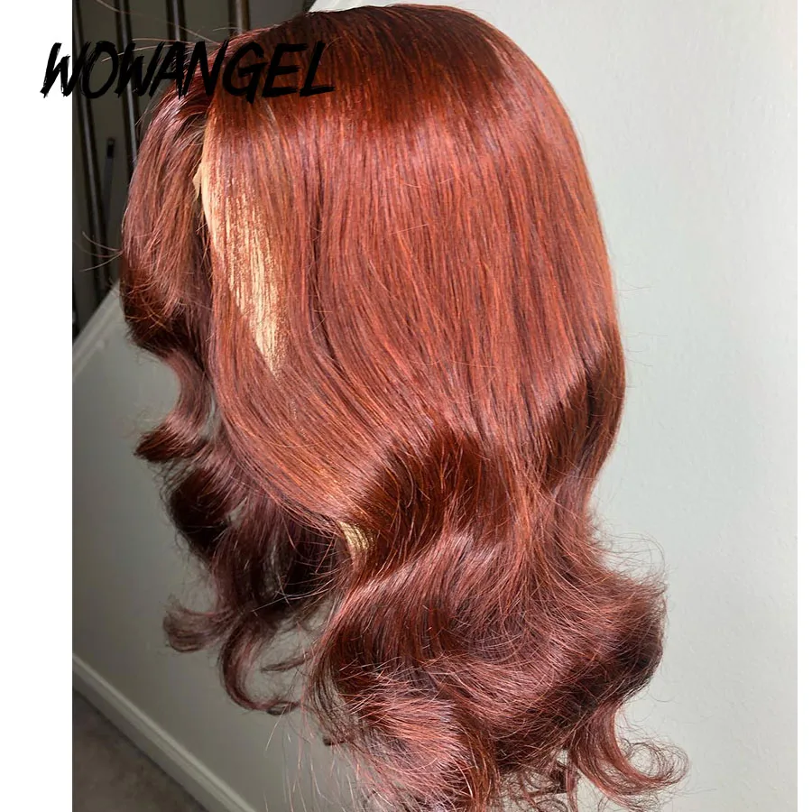 

Ginger Orange Wig Human Hair Colored Body Wave Transparent Lace Front Wig 13X6 Lace Front Human Hair Wigs Preplucked WOWANGEL