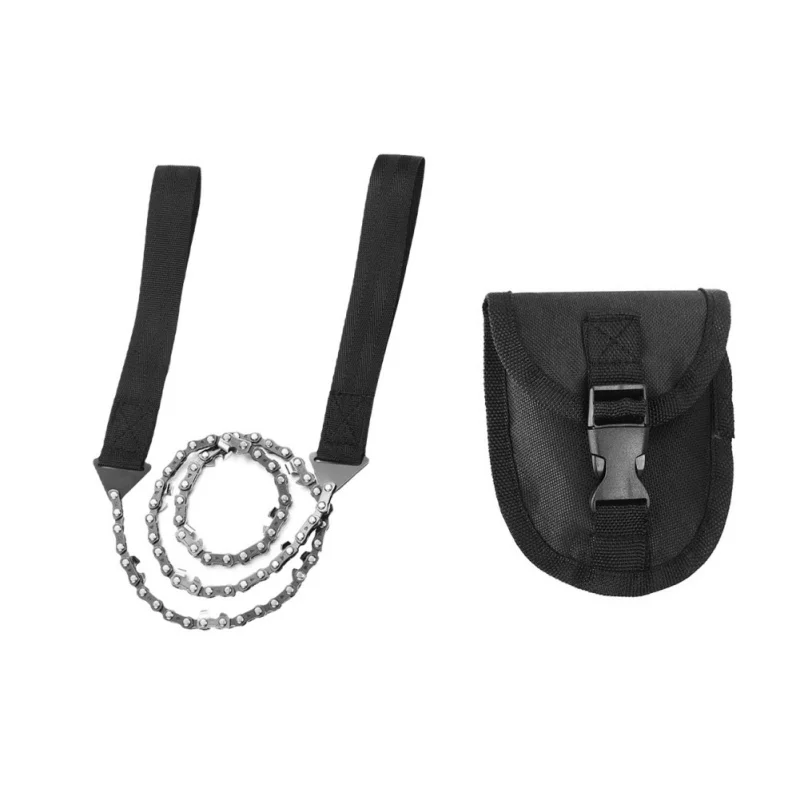 

65cm Outdoor Survival Camping Saws Pocket Hand Chain Saw with Storage Bag Hiking Tools Durable 65# Steel Nylon for Cutting Wood