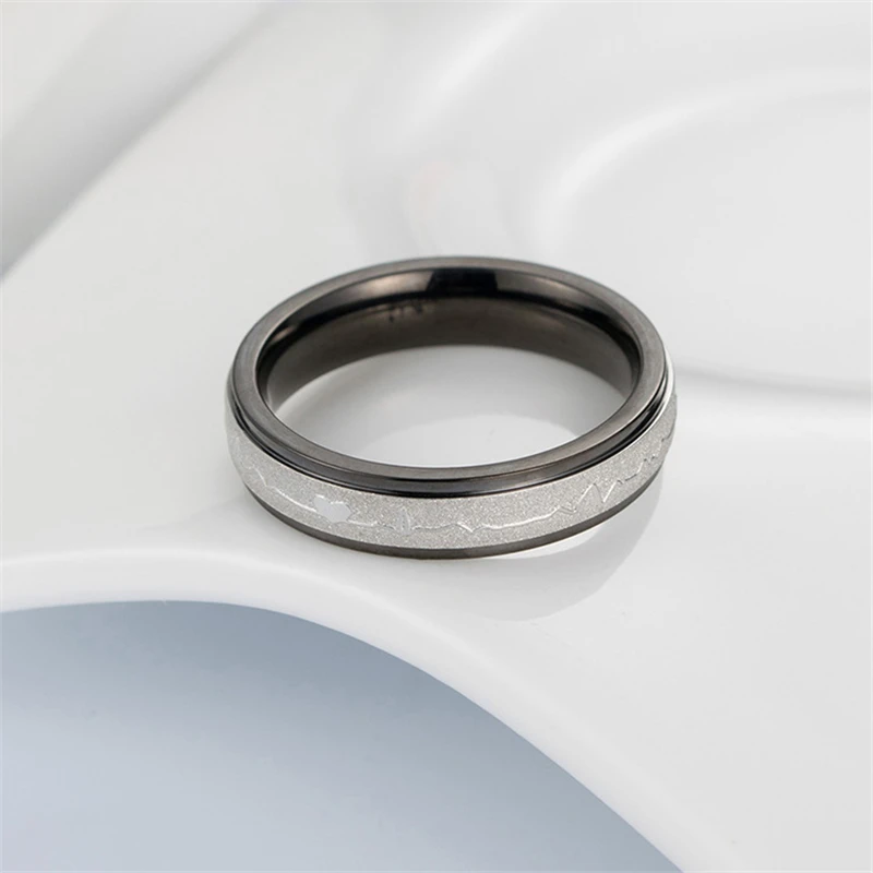 JZ281 Romantic Stainless Steel Wedding Rings For Women Fashion Jewelry Heartbeat Couple Ring New Arrivals