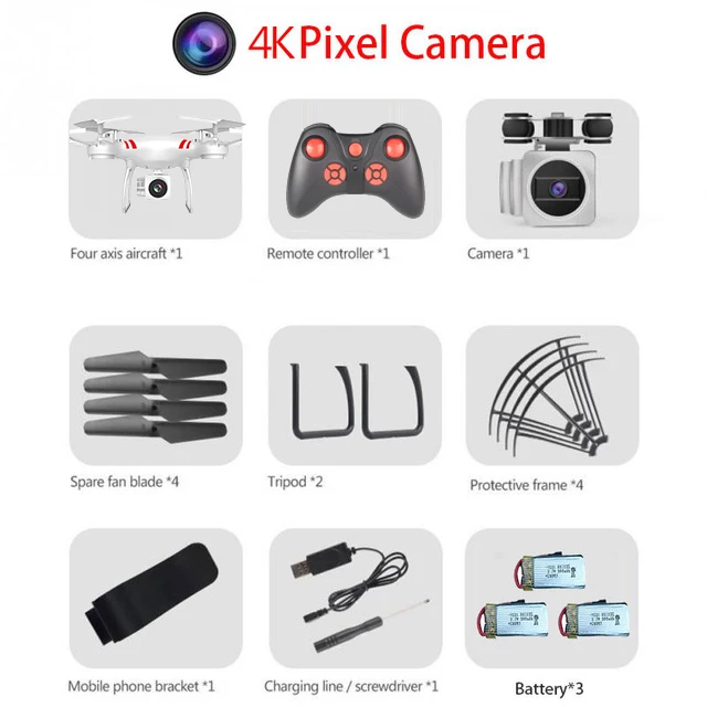 White 4K Camera 3B RC Квадрокоптер Дрон 4K камера wifi FPV селфи Дрон Профессиональный 1080P HD камера RC вертолет 4 канала 6 оси гироскоп детская игрушка - Цвет: White 4K Camera 3B