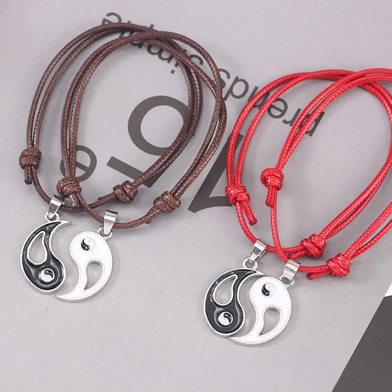 Разноцветный кожаный браслет «Лучший Друг» для женщин и мужчин кулон тайцзи регулируемые браслеты пара шармов ювелирные изделия подарок