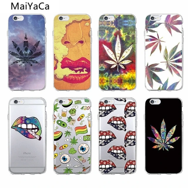 MaiYaCa Fashion Art High Weed Tumblr Design Phone Cases for iPhone 6 5S 6S 7 8 Plus X Case Crystal Clear Soft TPU Cover |