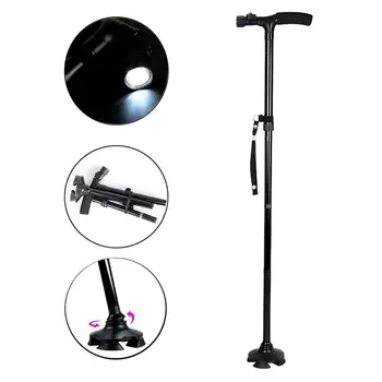 

New Safety Old Man Walking Stick Telescopic Canes Stool Staff Handle Pole Folding Grip Walking Elderly Aged Mens Walking T R0W4