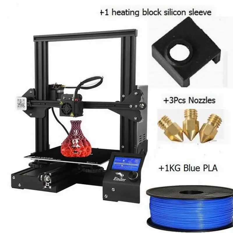 Новое поступление Creality DIY 3d принтер Ender-3 с 3 насадками/PLA/Силиконовые Экономичные наборы V-Slot Prusa I3