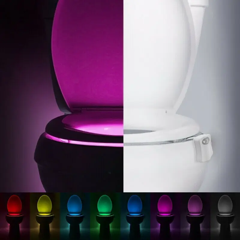 8 Colors PIR Motion Sensor Smart Toilet Seat Night Light Waterproof Backlight For Toilet Bowl LED Luminaria Lamp WC Toilet Light wall night light
