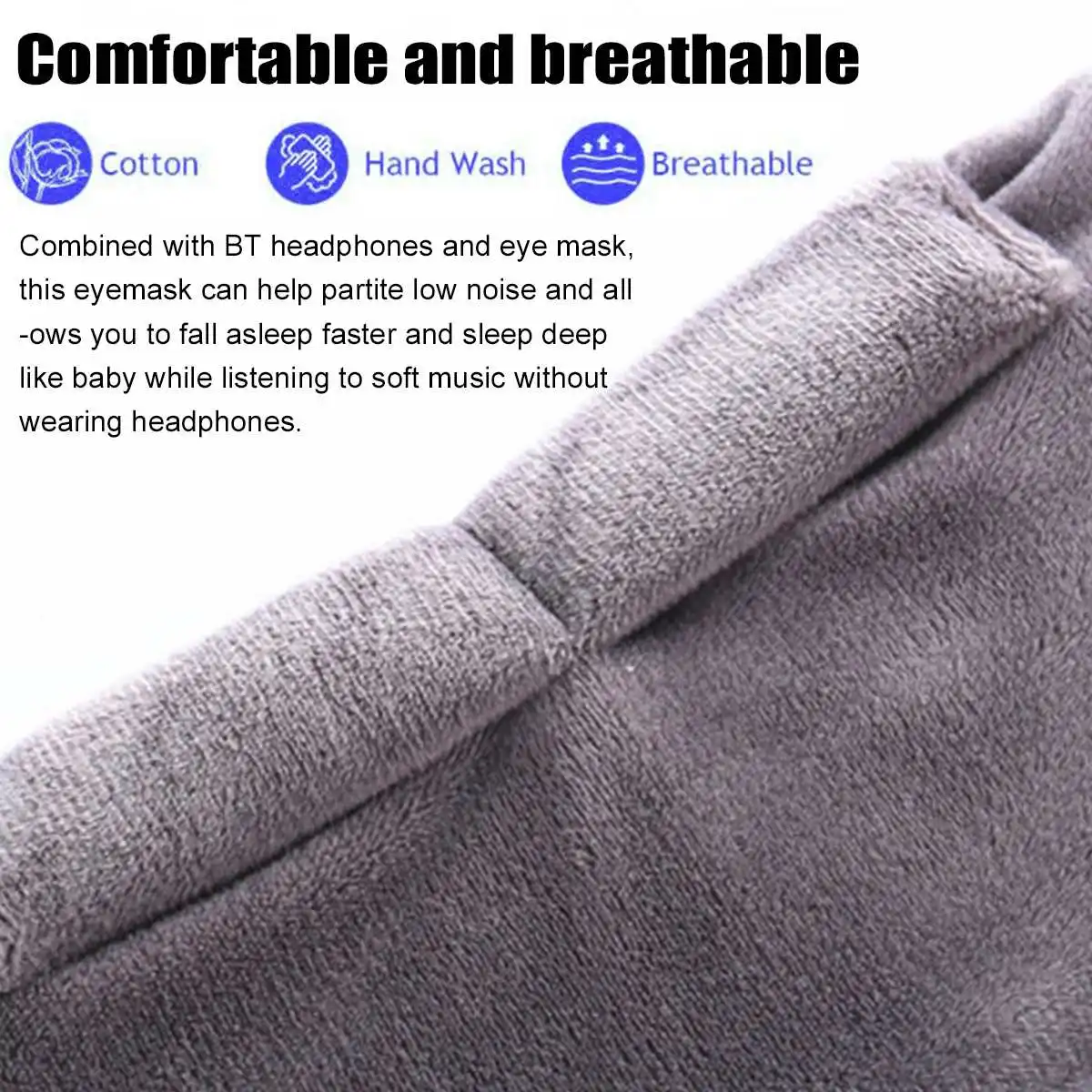 Upgraded HIFI wireless headset bluetooth v5 0 call music sleep artifact breathable sleep eye mask headphone Grey Black