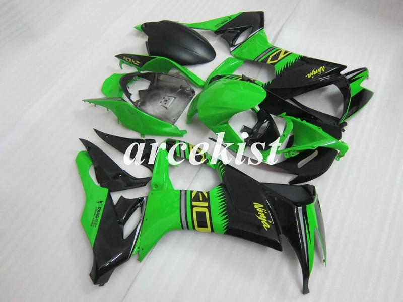 4 подарки ABS мотоцикл обтекатели комплект подходит для kawasaki Ninja ZX-10R ZX10R 2008 2009 2010 10R 08 09 10 пользовательский крутой стиль зеленый