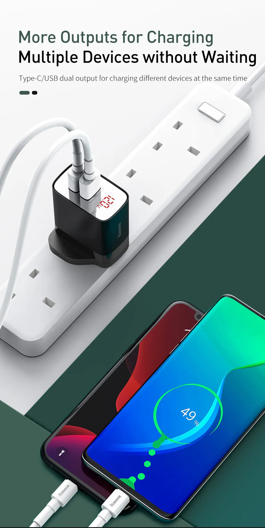 Baseus USB зарядное устройство для iPhone11 Pro Max 18 Вт Быстрая зарядка 3,0 быстрое зарядное устройство для телефона AFC для samsung Путешествия Великобритания вилка настенное зарядное устройство