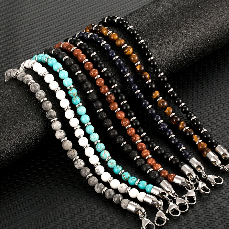 6mm Tiger Eye Beads Strand Bracelets Men Women Charm Stainless steel Chain Colorful Natural Stone Bracelet Male Jewelry Gift bracelet jewelry