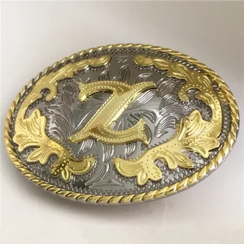 

1 Pcs Western Cowboy Lace Golden Z Initial Letter Belt Buckle For Men