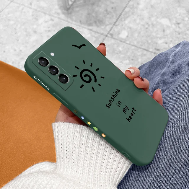Wild Goose Liquid Silicone Case For Samsung Galaxy S21 S20 S10 Note 20 10 Camera Protective Soft Phone Back Cover On A72 A52 A42 Dark Green