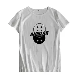 Милые bipolar Уход за кожей лица Футболка в Tumblr битник Harajuku Графический футболки женская одежда футболка новые летние модные футболки