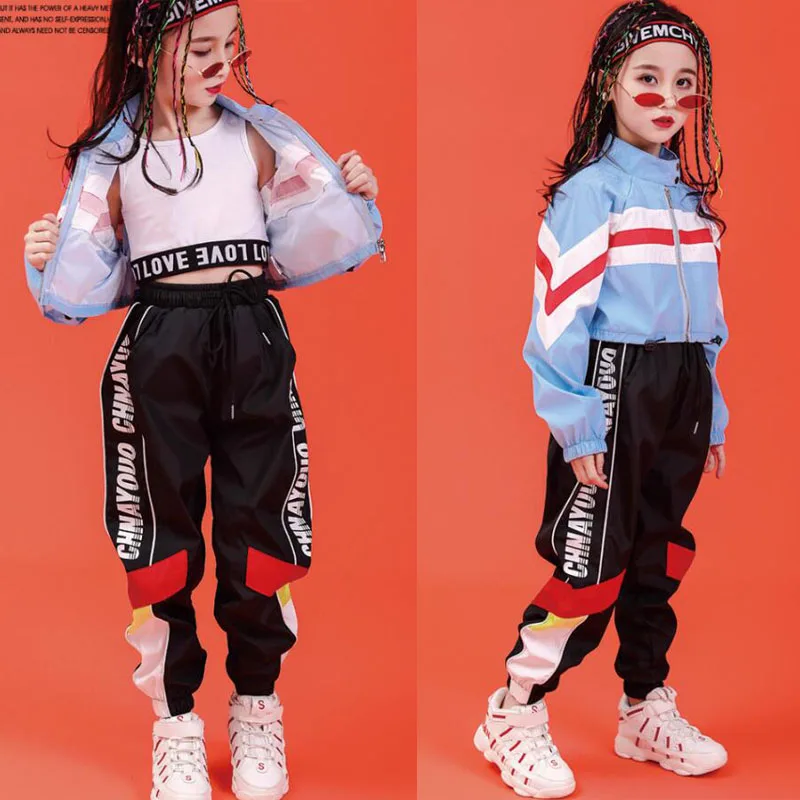 Children Sweatshirt Shirt Crop jogger pants Hip Hop Clothing Outfits for Girl Jazz Dance Costume Ballroom Dancing Clothes Wear