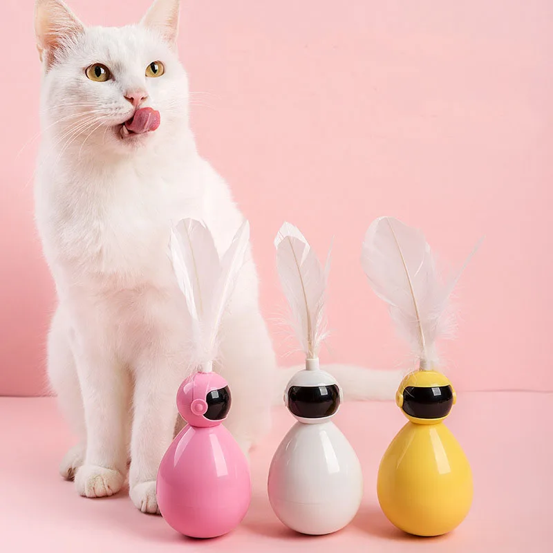 

Pet Cat Fun Toys Tumbler Interactive Feather Toy Kitten Plastic Play Balls for Catch Cats Training Home Chasing Game Supplies