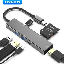 

Onvian usb c hub with power adapter type c OTG splitter extender multi usb 3.0 2.0 dock SD/TF HDMI For macbook Pro Accessories