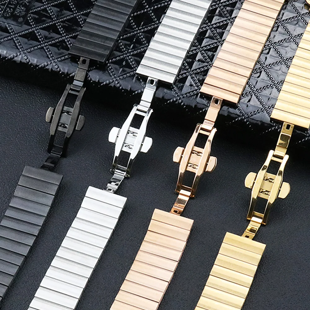 Greatest Quality solid Watchband For Apple watch band Butterfly buckle 38 40 41mm 42 44 45 mm Stainless steel Watch Strap