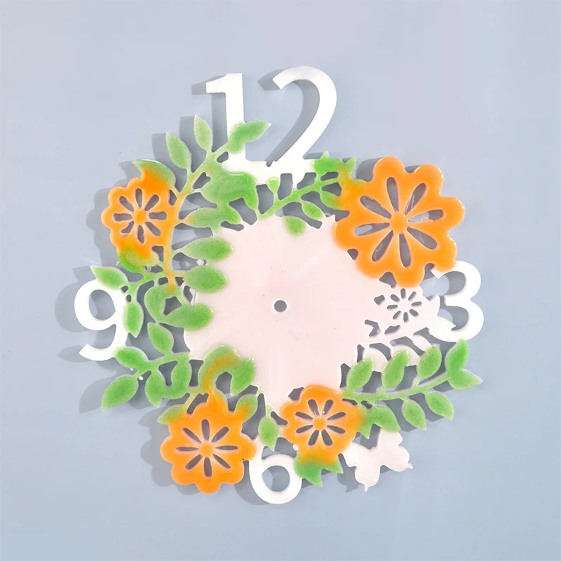 H1971189bfde04c18955be68a0ae2256eA 2021 New Style Flower Shape Watch Resina Epoxi Moule Digital Clocks Stampo Silicone Mold Hanging Home Jewelry Making Crafts