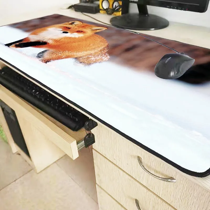 XGZ NonSlip PC Animals Deserts Ear Fox MousePads Computer Laptop Anime Locking Edge Mouse Mat for C