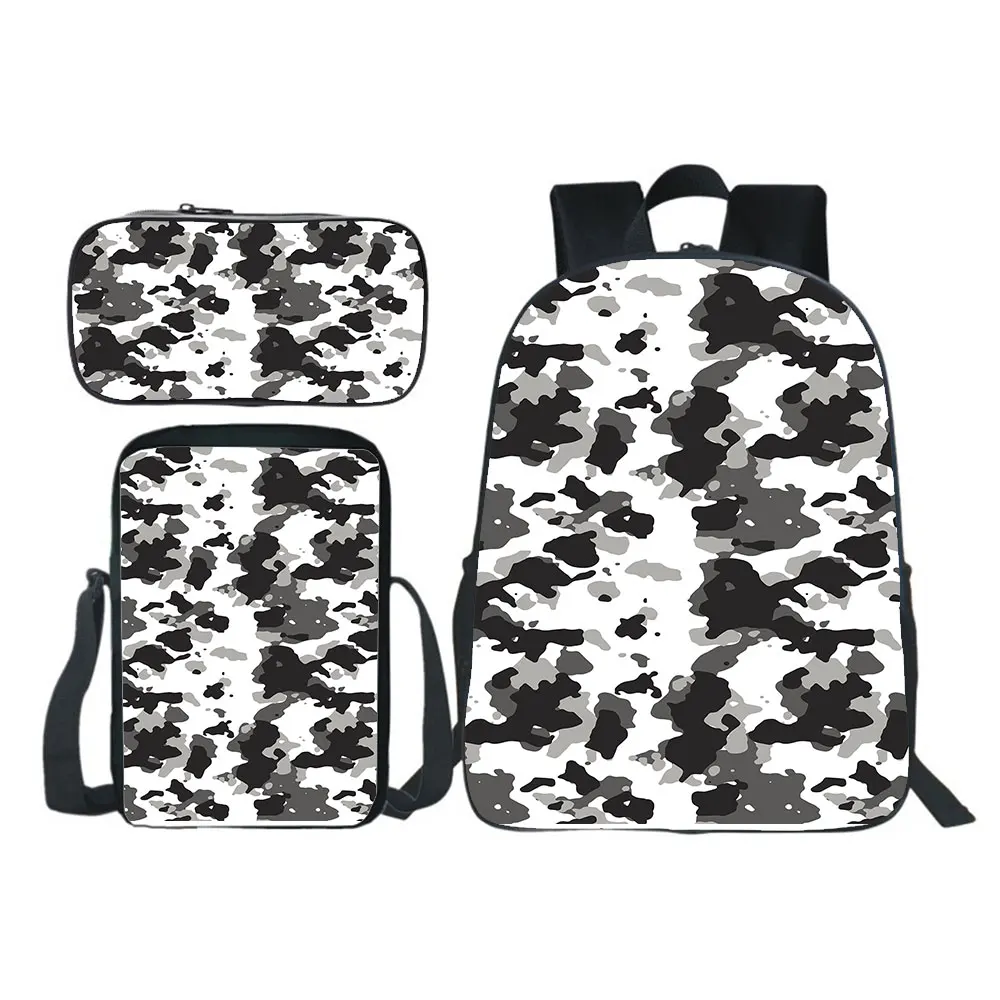 Camouflage Backpack 3pcs Set (backpack+shouder Bag+pen Bag) Boys Girls School Bag Teens Bookbag Kids Rucksack Gift