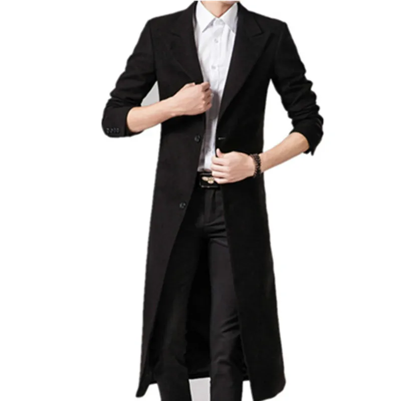 Men Wool Blends Coats Autumn Winter New Solid Color High Quality Men's Long Wool Coats Black Luxurious Wool Blends Coat Male Men Wool Blends Coats Autumn Winter New Solid Color High Quality Men's Long Wool Coats Black Luxurious Wool Blends Coat Male
