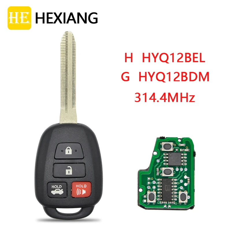 HE Xiang Car Remote Key For Toyota Camry Corolla 2012-2017 314.4MHz G H Chip HYQ12BEL HYQ12BDM Smart Control Key TOY43 Blade remotekey 5pcs 3 button toy43 blade hyq12bby g chip 314 4mhz 434mhzremote car key for toyota camry corolla 2009 2010 2011 2012