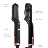 Brosse à lisser les cheveux électrique professionnelle, peigne chaud rotatif pour lisser la barbe de l'homme, brosses de coiffure ioniques 4
