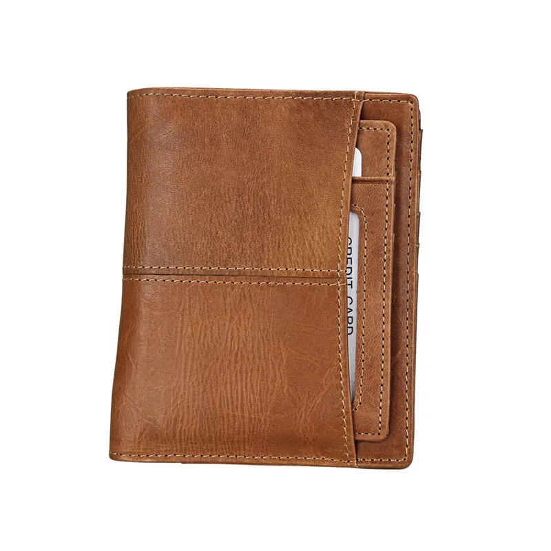 

RFID Blocking Men Wallets Vintage Genuine Leather Wallet Fashion Male Coin Purse Cowhide Short Wallet with Removable Card Holder