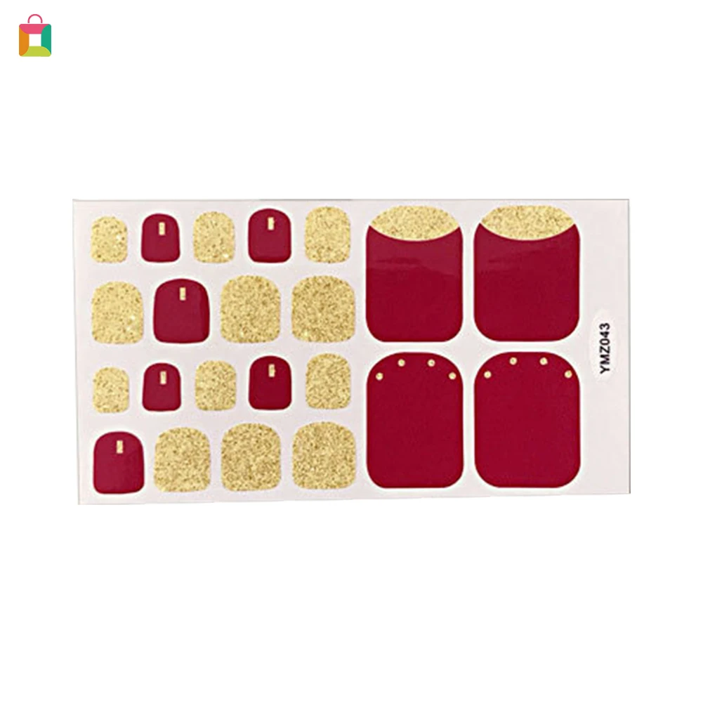 

BeautyBigBang Waterproof full coverage toe stickers DIY environmentally friendly nail art red gold temperament nail art stickers