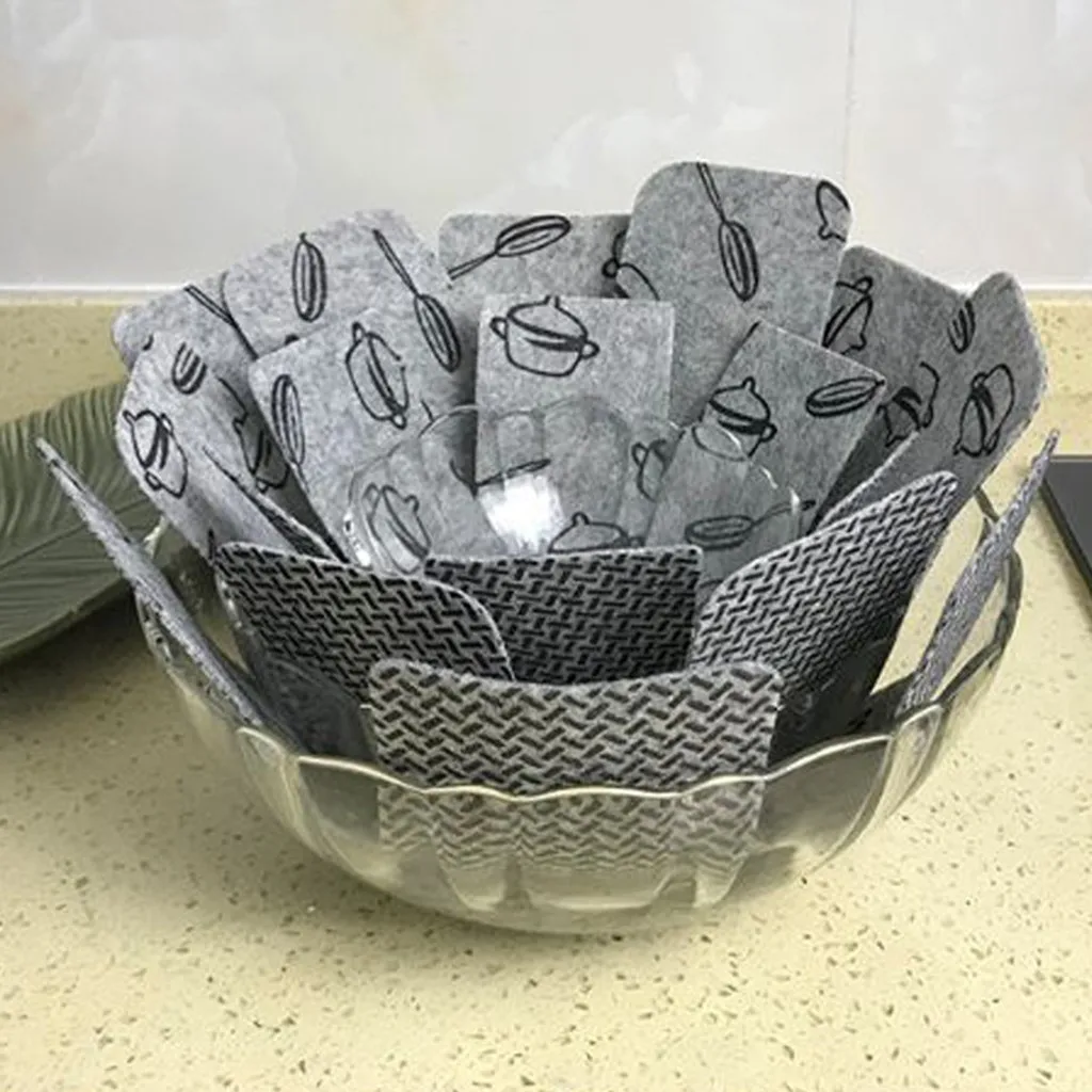  12pcs/set Divider Pads Non-woven Pot and Pan Non-stick Pan Bottom Protection Pad for Table Pots and